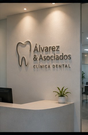 Logo en alto relieve para Álvarez & Asociados Clínica Dental.