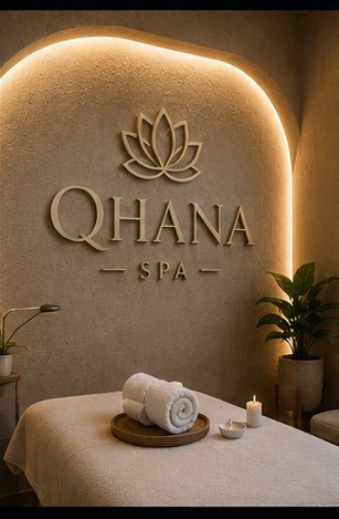 Logo en alto relieve con backlight para Qhana Spa.