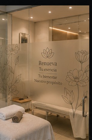 Vinil decorativo floral minimalista para sala de spa.